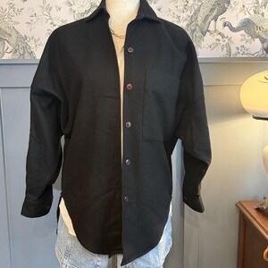 Savannah Players Vintage Italian Wool Shirt Jacket –Women's Small Black Italy